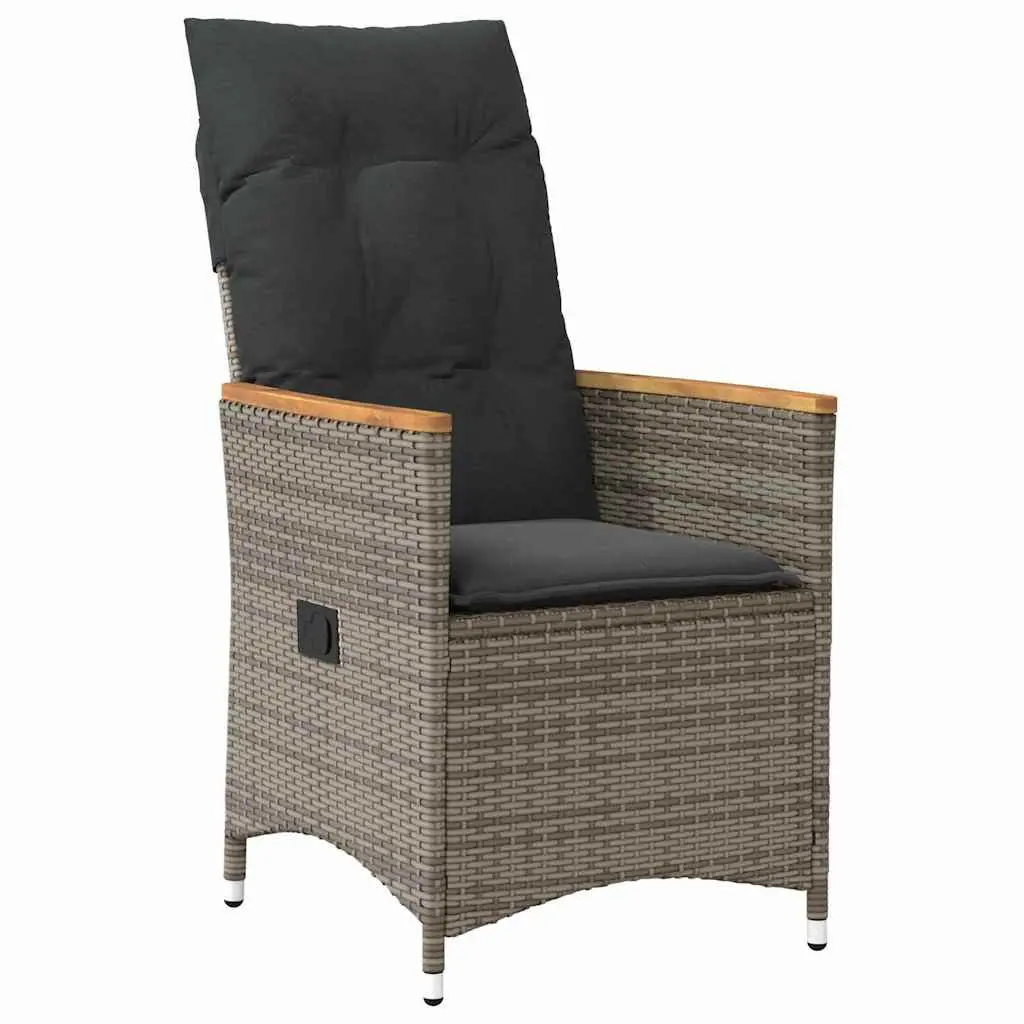 Garden Dining Set 3 Pieces Grey Poly Rattan