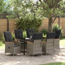 Garden Dining Set: 7 Pieces, Grey Poly Rattan, Durable Build