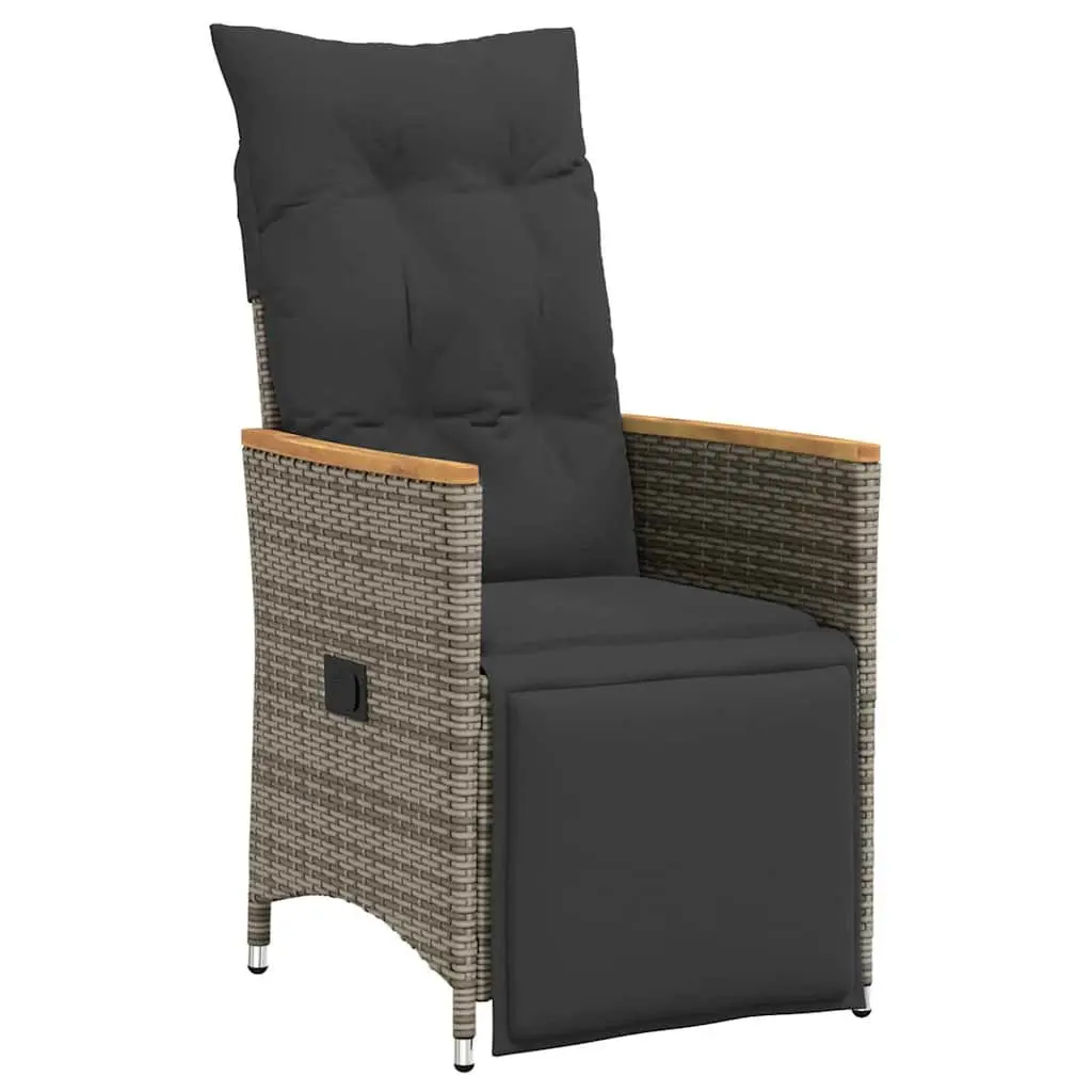 Garden Dining Set Outdoor Furniture 3 pcs Grey Poly Rattan