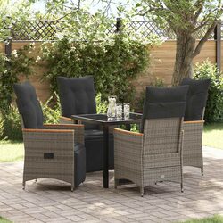 Specifications of 5-Piece Grey Garden Dining Set with Cushions