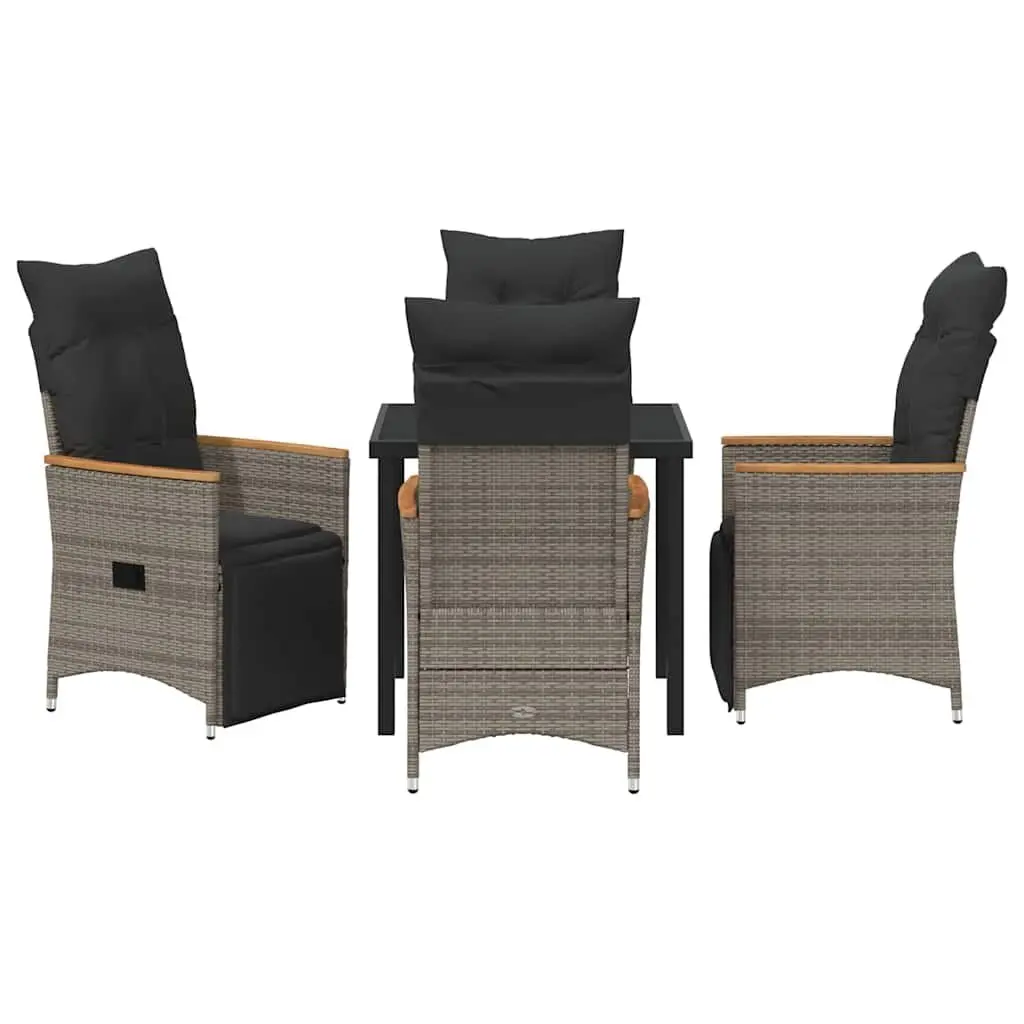 5-Piece Grey Garden Dining Set with Cushions