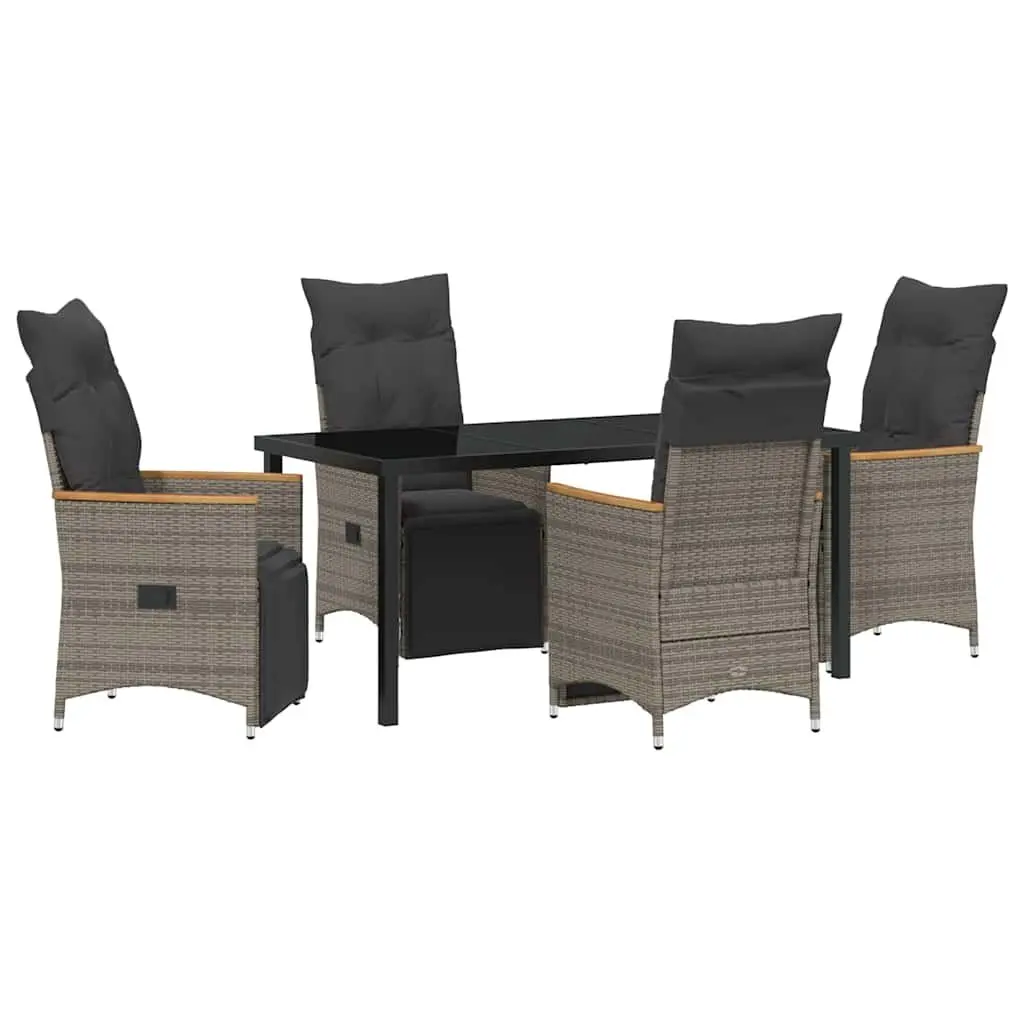 Garden Dining Set Outdoor Furniture 5 Pieces Grey Poly Rattan