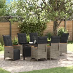 7-Piece Garden Dining Set with Adjustable Backrests and Cushions
