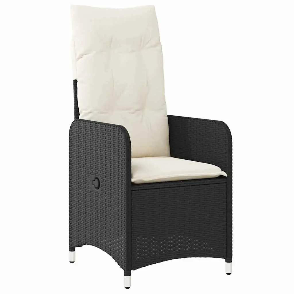 Outdoor Dining Set 3 Piece Garden Furniture with Black Rattan Chairs and Table