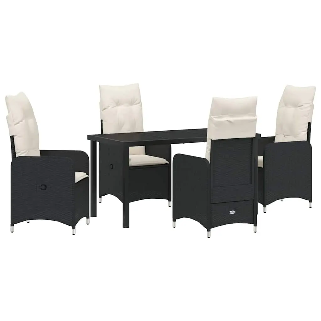 Garden Dining Set Outdoor Use 5 Piece Black Table Chairs with Cushions