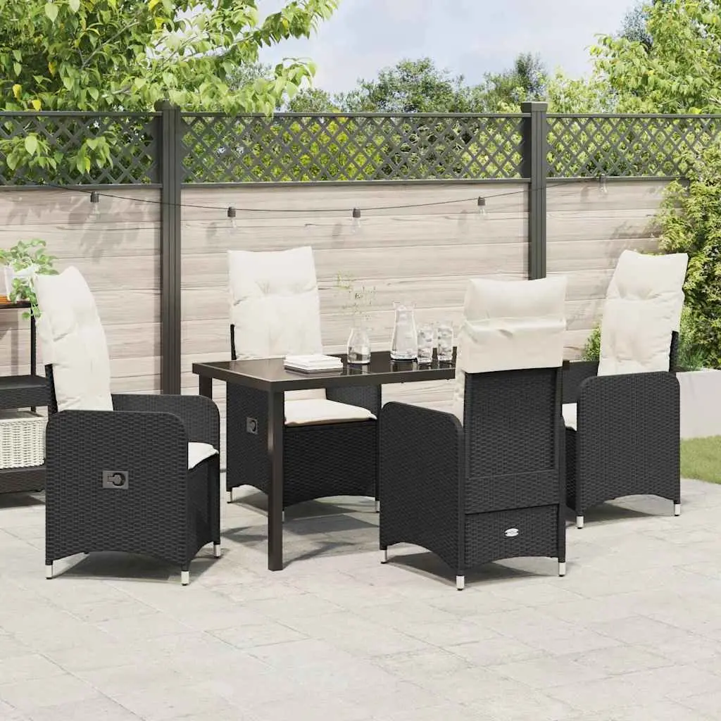 Garden Dining Set Outdoor Use 5 Piece Black Table Chairs with Cushions