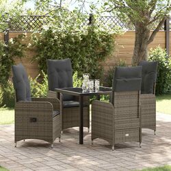 5-Piece Outdoor Dining Set: Grey, Steel Frame, Glass Top