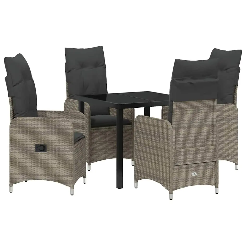 Outdoor Dining Set 5 Pieces Grey Patio Garden Furniture Table Chairs Cushions