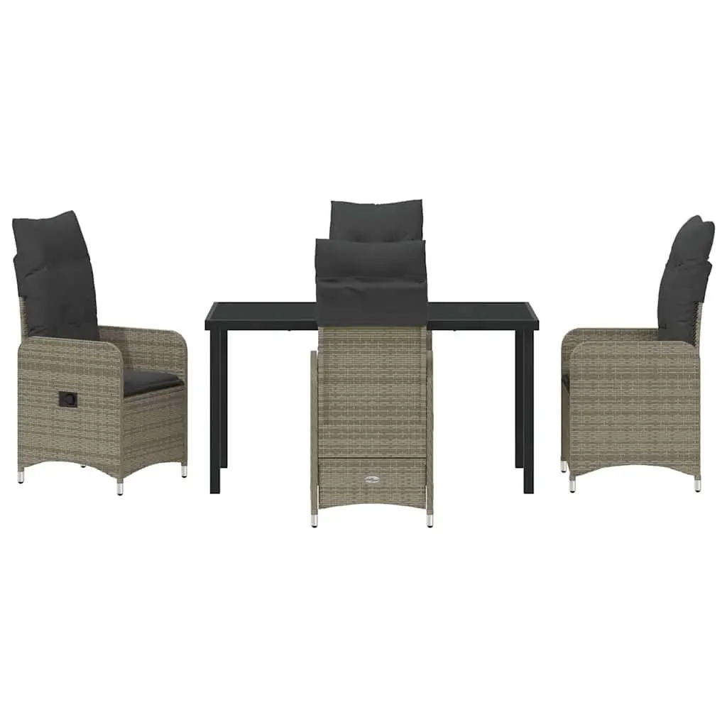 Garden Dining Set 5 Pieces Outdoor Use Grey Tempered Glass Table