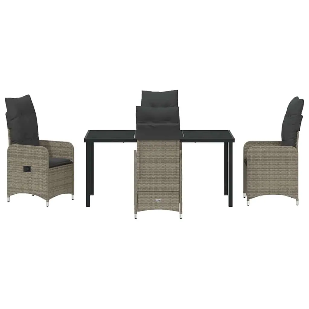 Outdoor Garden Dining Set 5 Piece Grey Poly Rattan Patio Furniture