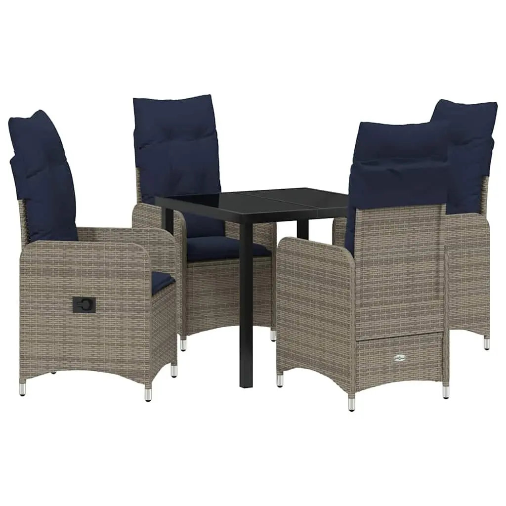 Garden Dining Set 5 Piece Outdoor Furniture Black Poly Rattan Table Chairs