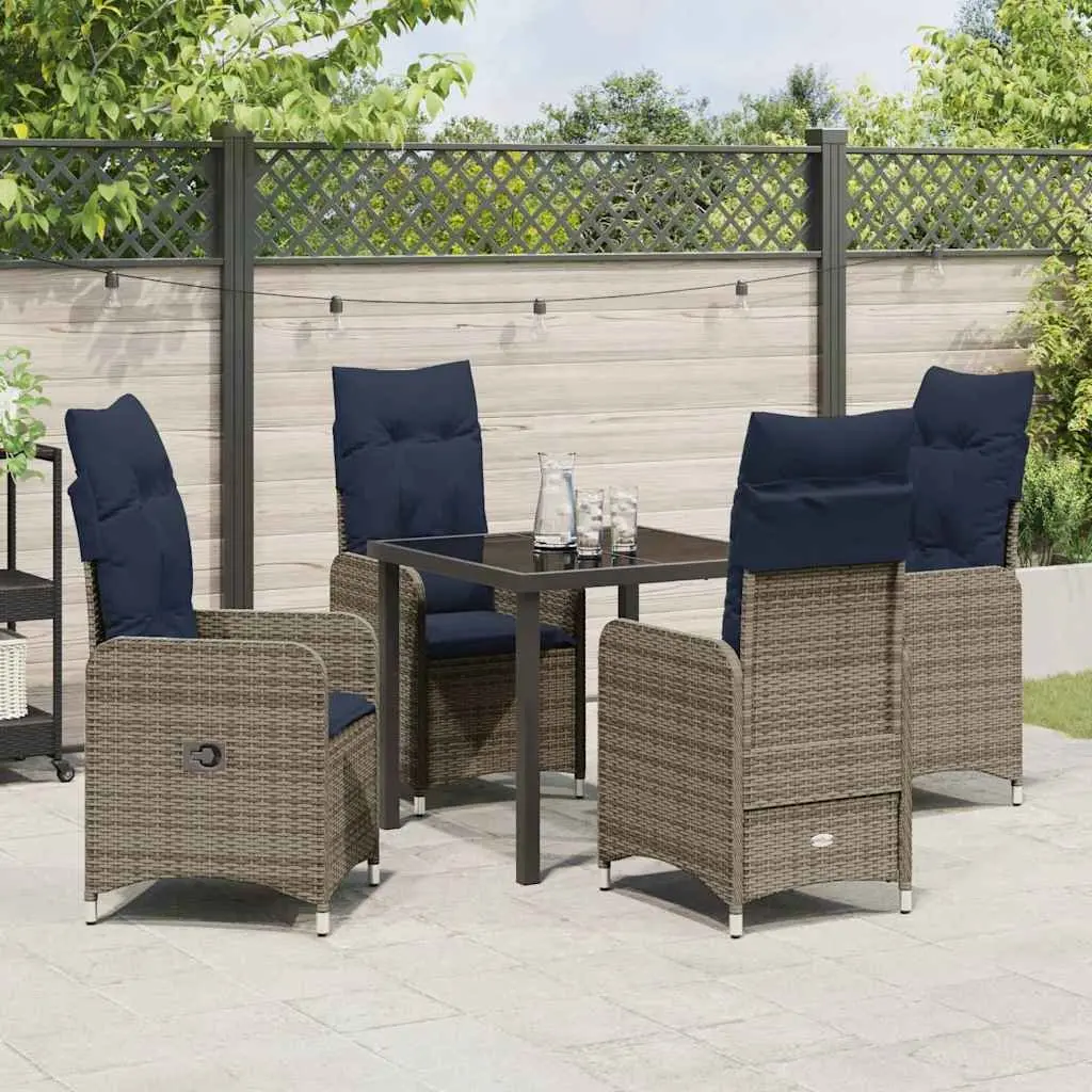 Garden Dining Set 5 Piece Outdoor Furniture Black Poly Rattan Table Chairs