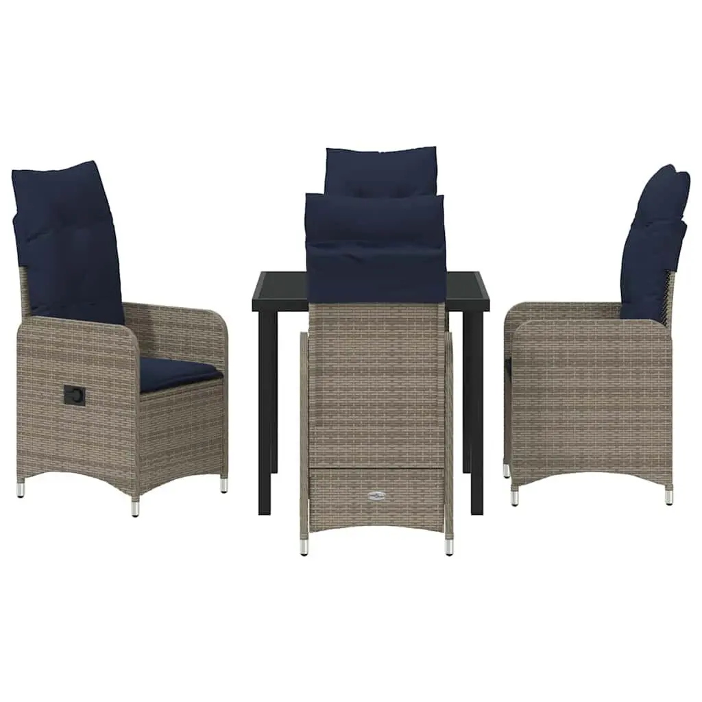 Garden Dining Set 5 Piece Outdoor Furniture Black Poly Rattan Table Chairs