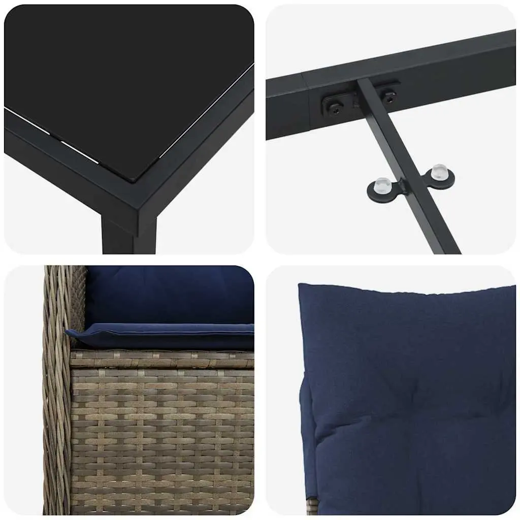 Garden Dining Set 5 Piece Outdoor Furniture Black Poly Rattan Table Chairs