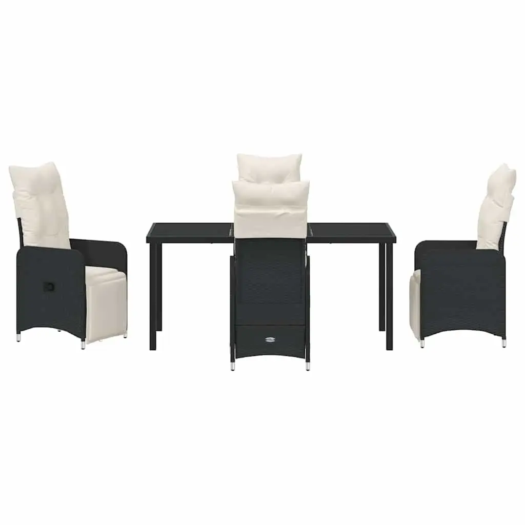 Outdoor Dining Set Patio Garden 5 Piece Black Poly Rattan Table Chairs