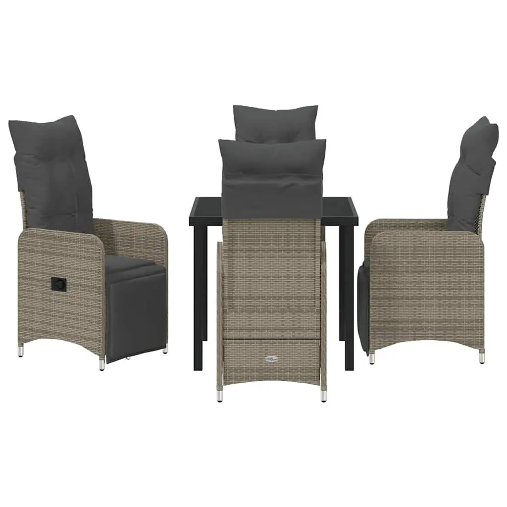 Garden Dining Set 5 Piece Outdoor Furniture Grey Poly Rattan Patio Table Chairs