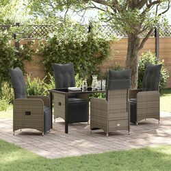 5-Piece Garden Dining Set: Grey Poly Rattan, Steel Frame