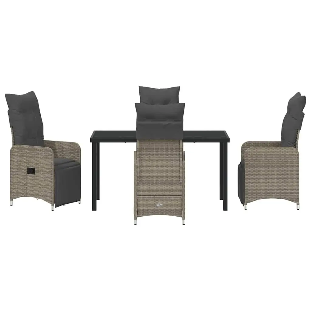 Garden Dining Set Outdoor Use 5 Piece Grey Poly Rattan Patio Table Chairs