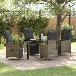 5-Piece Garden Dining Set with Grey Poly Rattan Chairs
