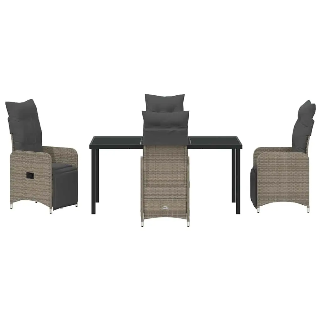 Garden Dining Set Outdoor Use 5 Piece Grey Poly Rattan Table Chairs