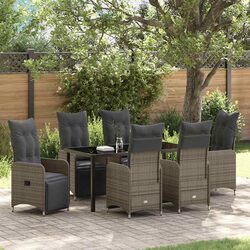 7-Piece Garden Dining Set with Tempered Glass Top