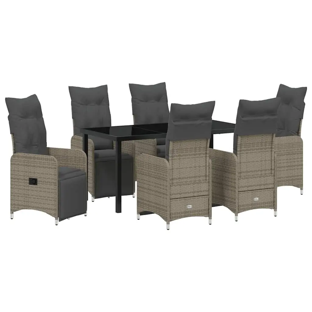 7-Piece Garden Dining Set with Tempered Glass Top