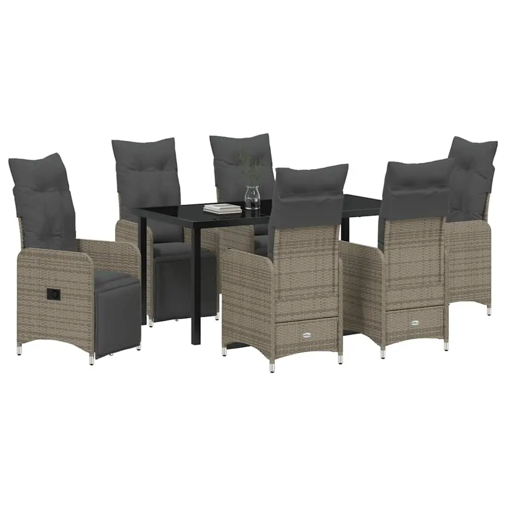 7-Piece Garden Dining Set with Tempered Glass Top