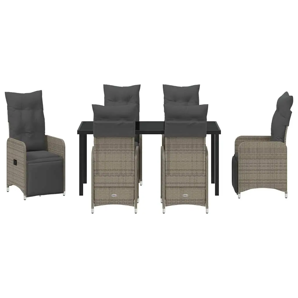 7-Piece Garden Dining Set with Tempered Glass Top