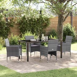 Garden Dining Set 5 Pieces Grey Outdoor Furniture Patio Table Chairs with