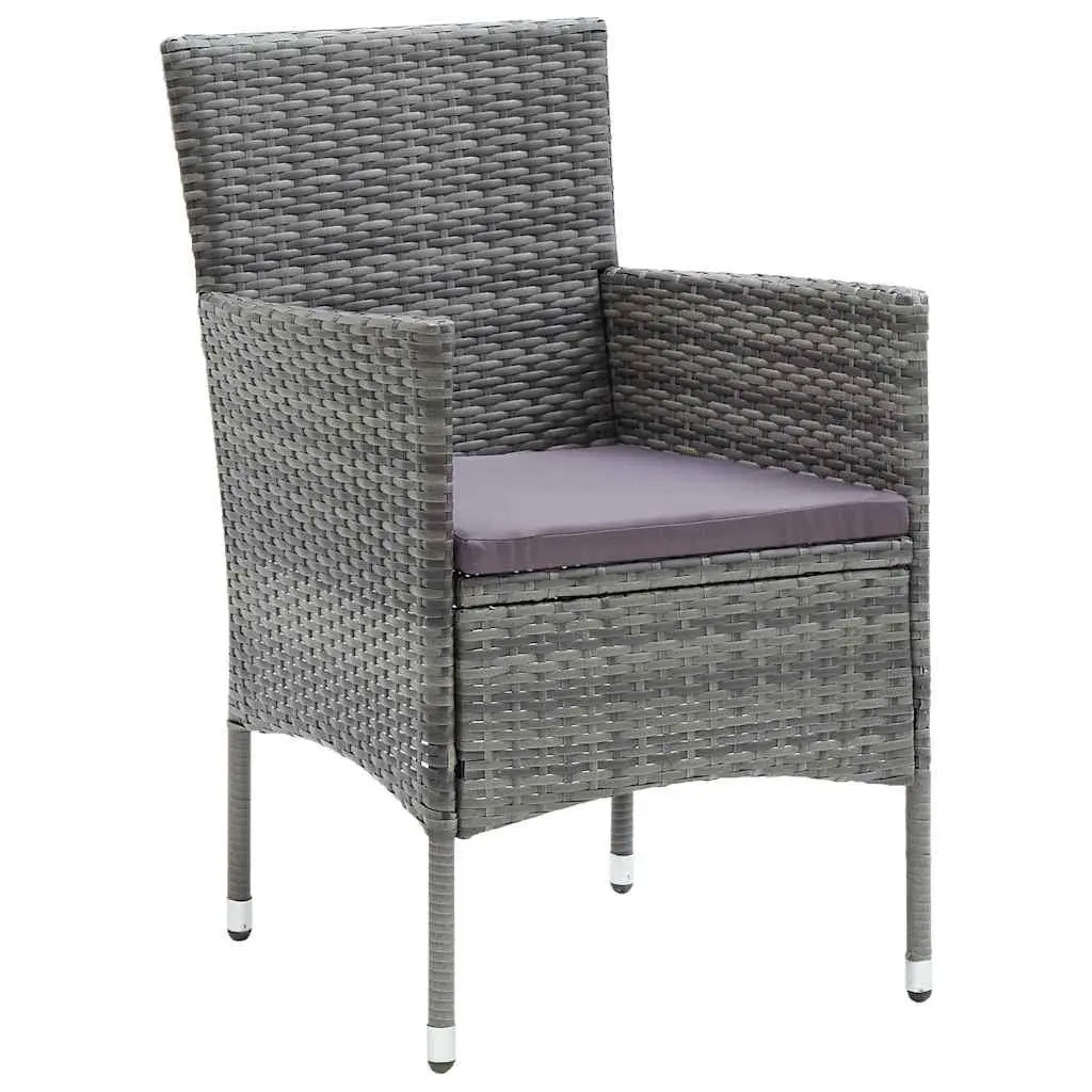 Garden Dining Set 5 Pieces Grey Outdoor Furniture Patio Table Chairs with