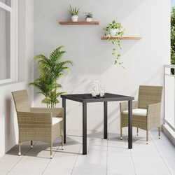 3-Piece Outdoor Dining Set: Beige, Steel, and Poly Rattan