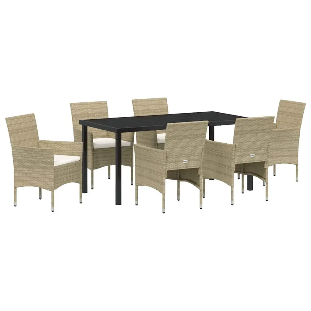 7-Piece Beige Outdoor Dining Set