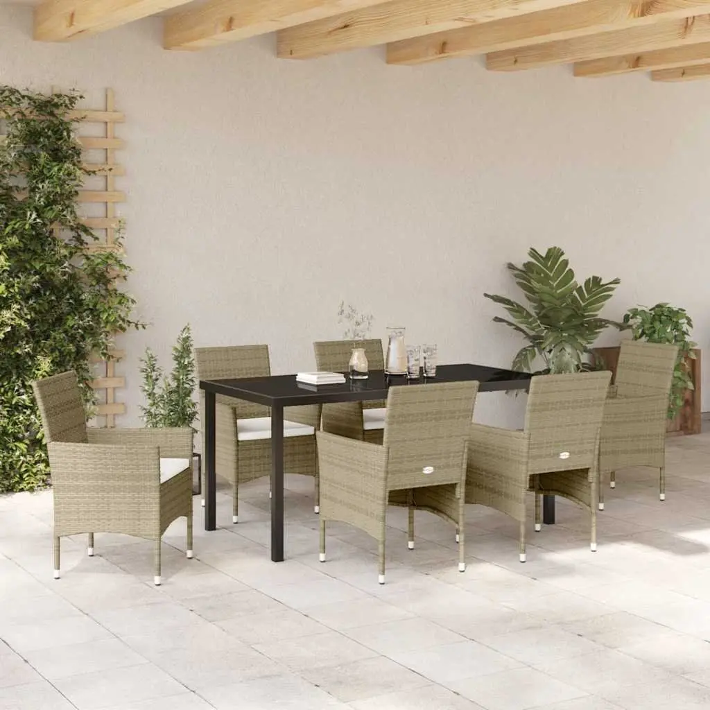 7-Piece Beige Outdoor Dining Set