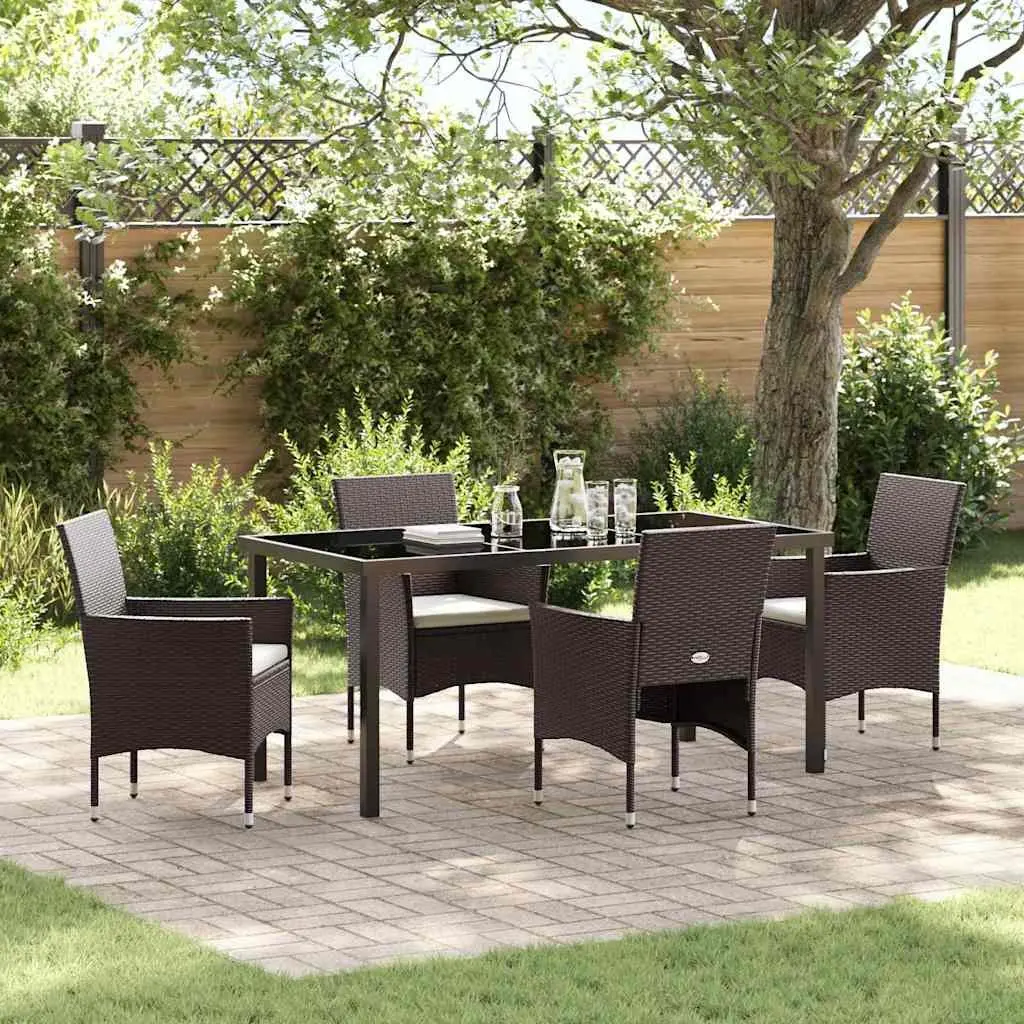 Outdoor Dining Set Patio Garden 5 Pieces Brown Poly Rattan Chair Table