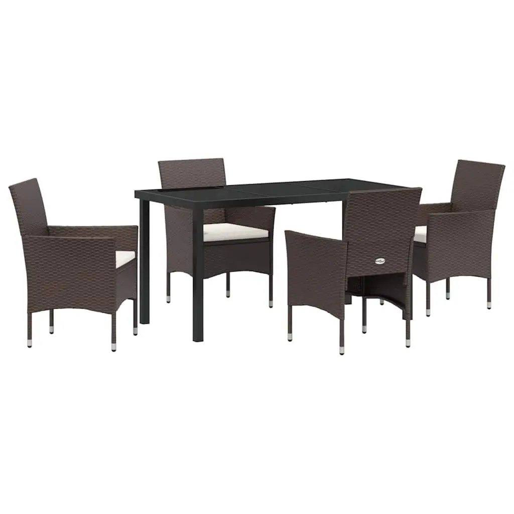 Outdoor Dining Set Patio Garden 5 Pieces Brown Poly Rattan Chair Table