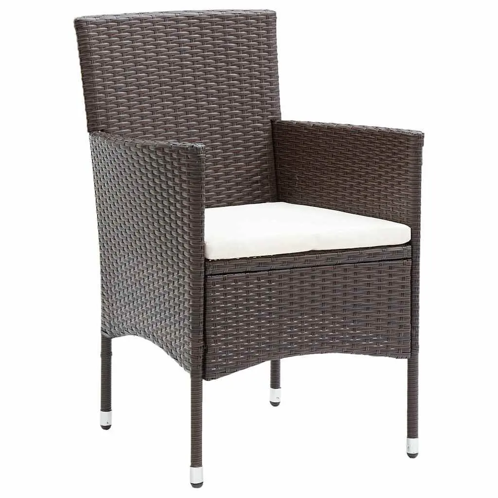Garden Dining Set 5 Piece Outdoor Furniture Poly Rattan Glass Table Brown