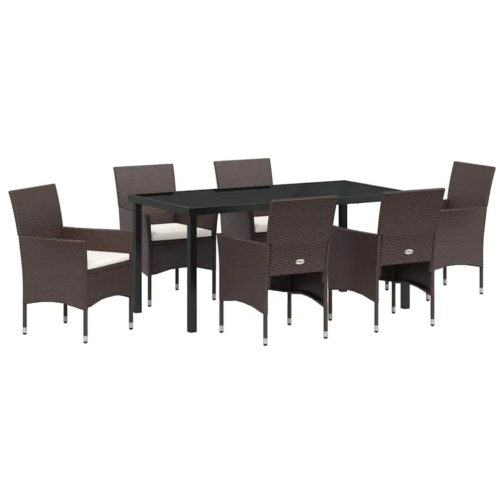 7 Piece Garden Dining Set with Glass Top