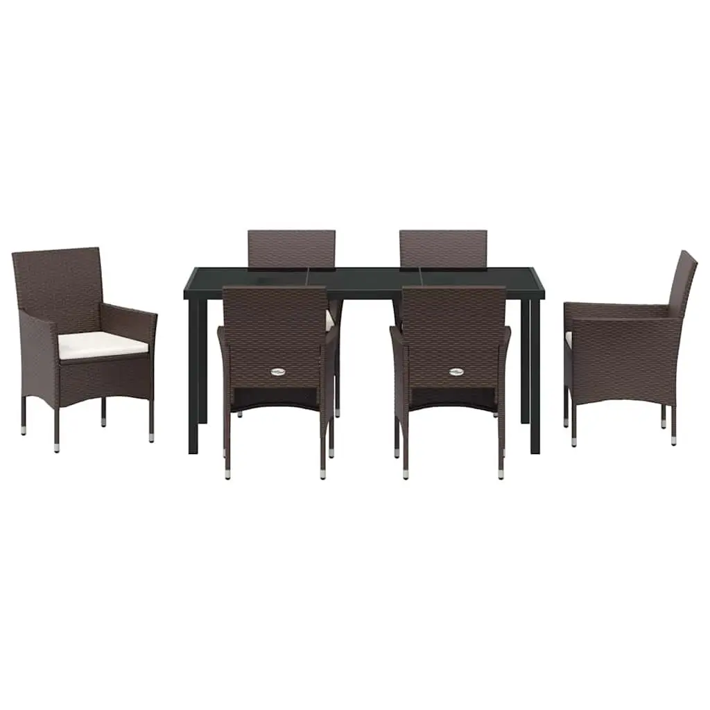 7 Piece Garden Dining Set with Glass Top