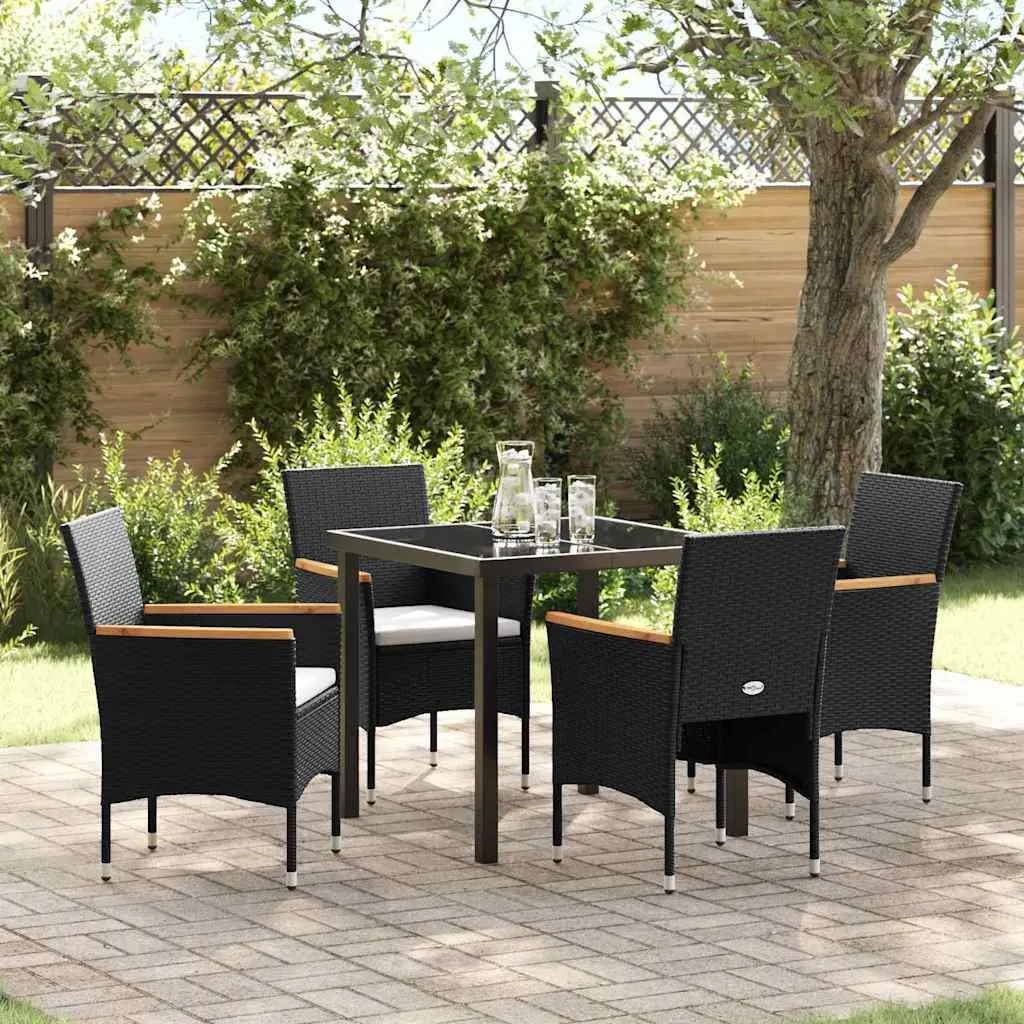 Garden Dining Set Outdoor Furniture 5 Piece Patio Seating Table Chair Black
