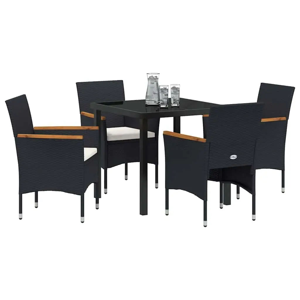Garden Dining Set Outdoor Furniture 5 Piece Patio Seating Table Chair Black