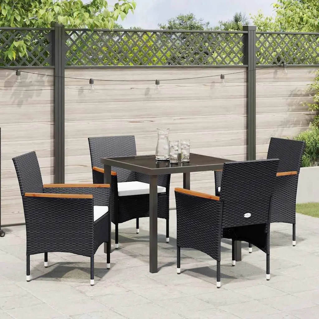 Garden Dining Set Outdoor Furniture 5 Piece Patio Seating Table Chair Black