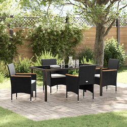 5-Piece Garden Dining Set with Steel Frame and Glass Top