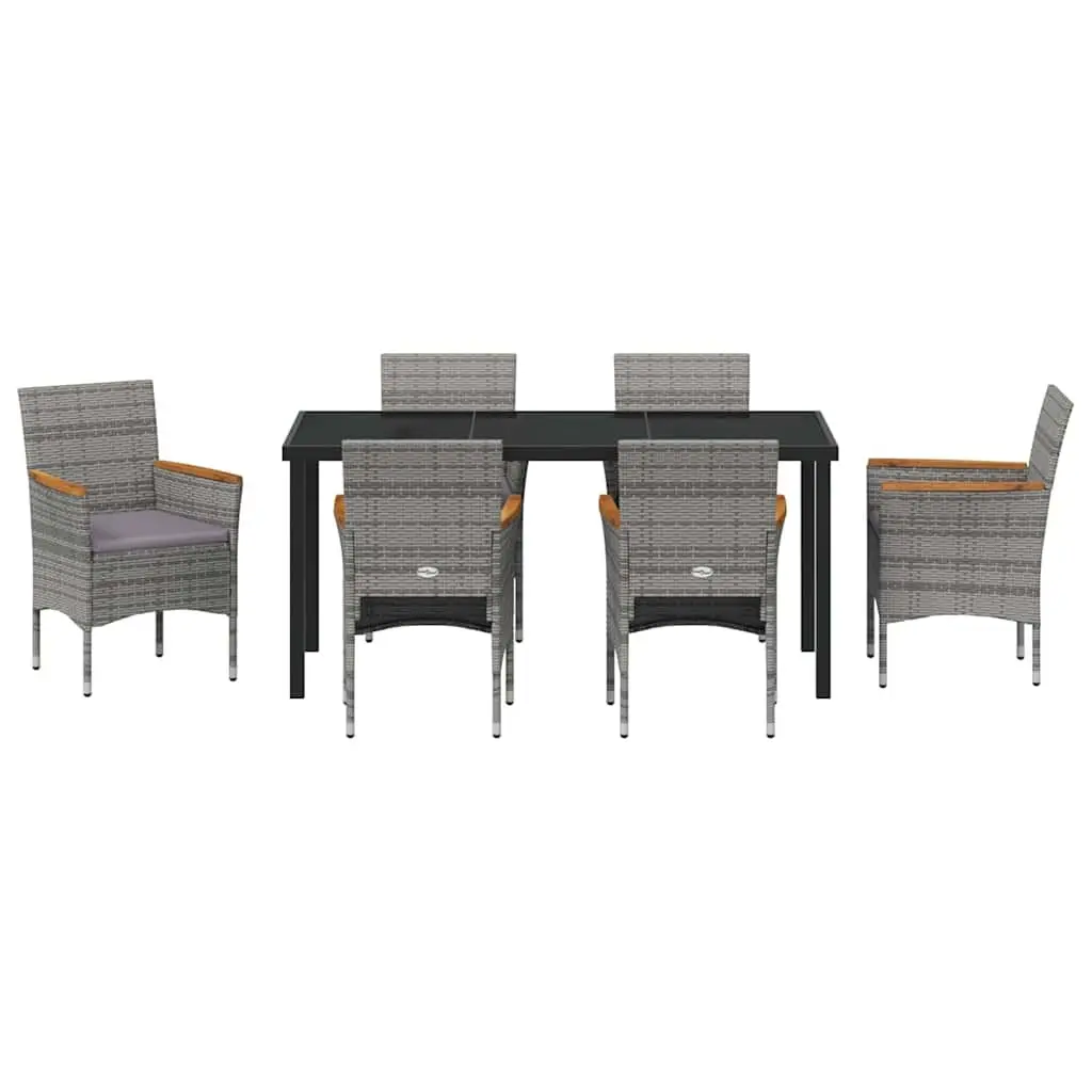 Garden Dining Set Outdoor Use 7 Piece Grey Poly Rattan Patio Furniture