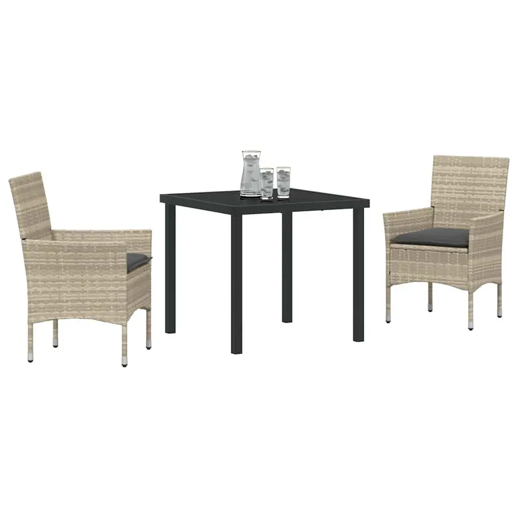 Garden Dining Set Outdoor Furniture 3 Piece Light Grey