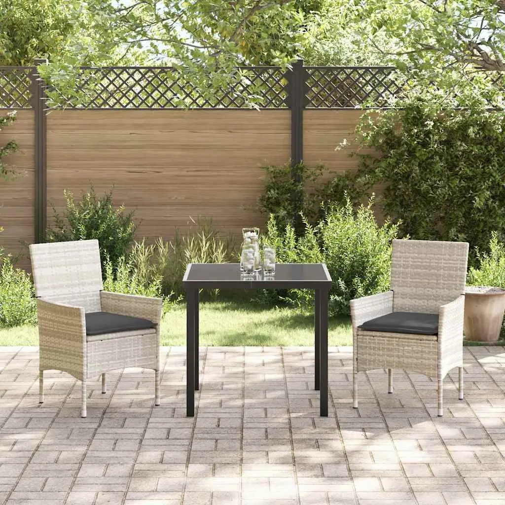 Garden Dining Set Outdoor Furniture 3 Piece Light Grey