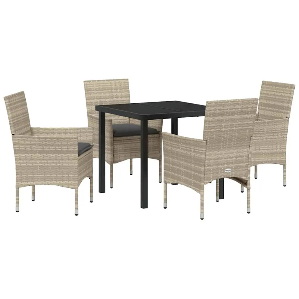 Garden Dining Set Outdoor Furniture 5 Piece Light Grey Poly Rattan