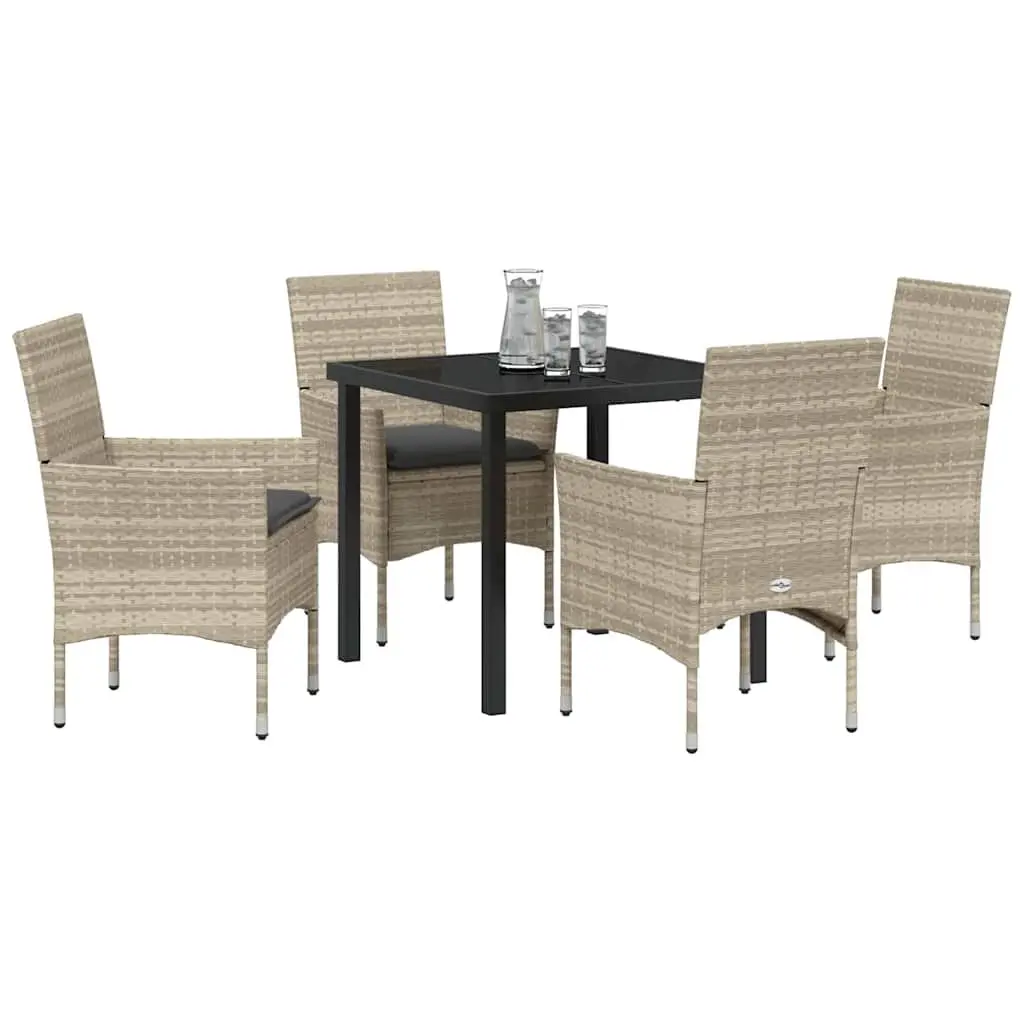 Garden Dining Set Outdoor Furniture 5 Piece Light Grey Poly Rattan
