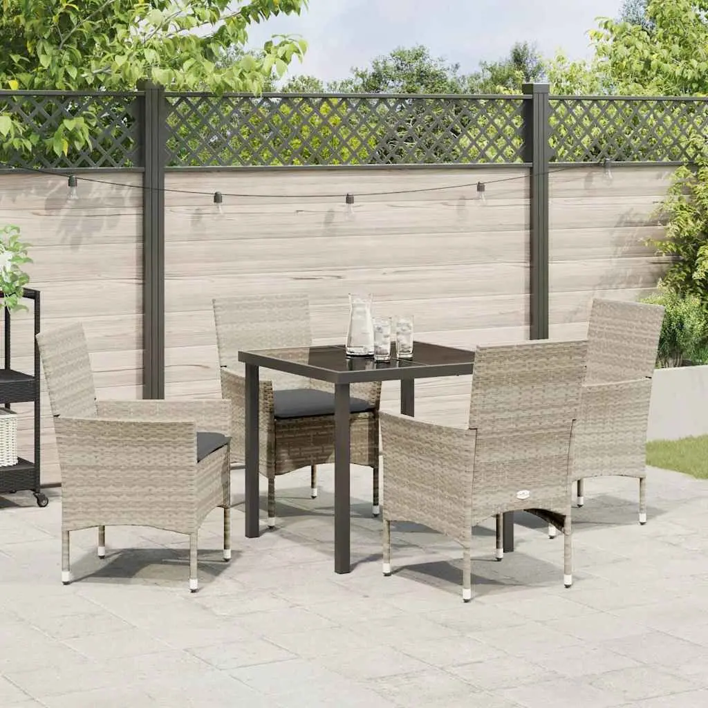 Garden Dining Set Outdoor Furniture 5 Piece Light Grey Poly Rattan