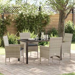 Garden Dining Set 5 Piece Outdoor Furniture Poly Rattan Chair Table Cushion