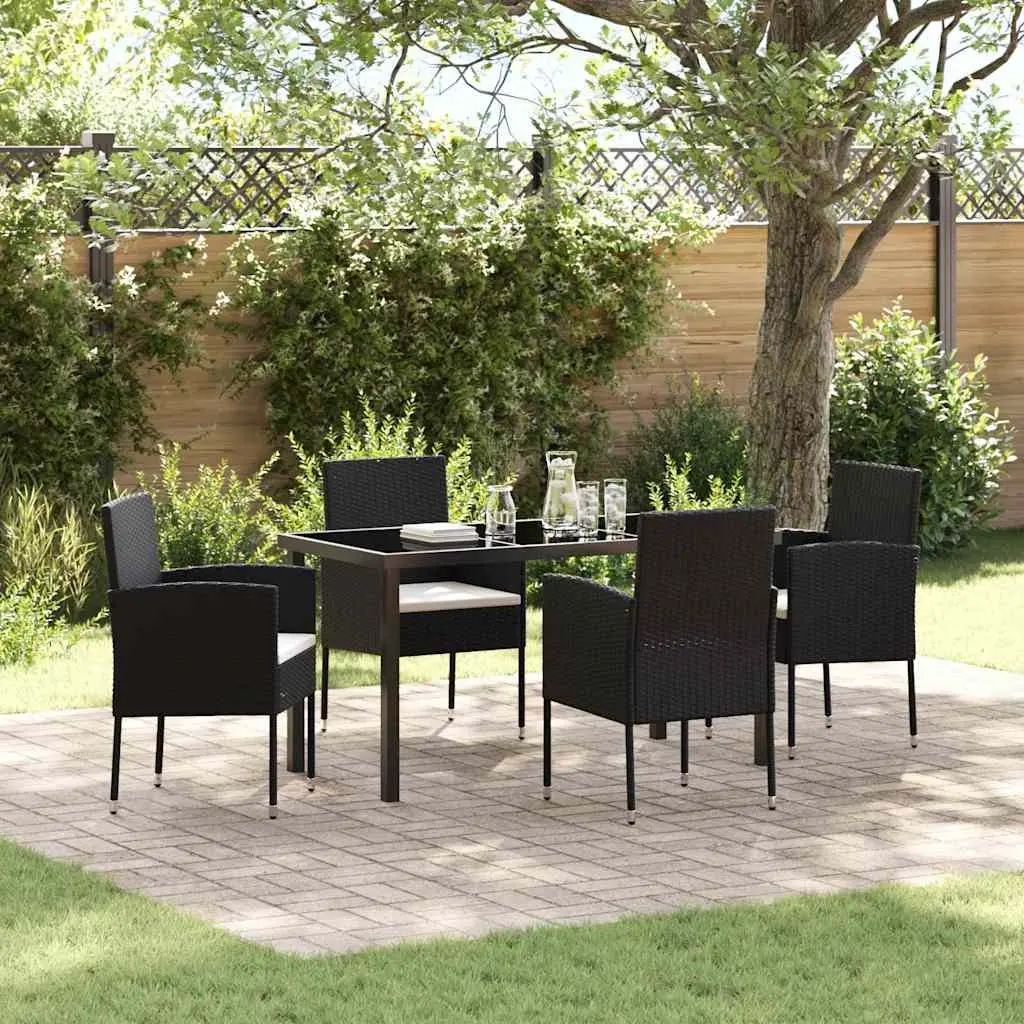 Garden Dining Set 5 Piece Outdoor Furniture Table and Chairs with Cushions Black
